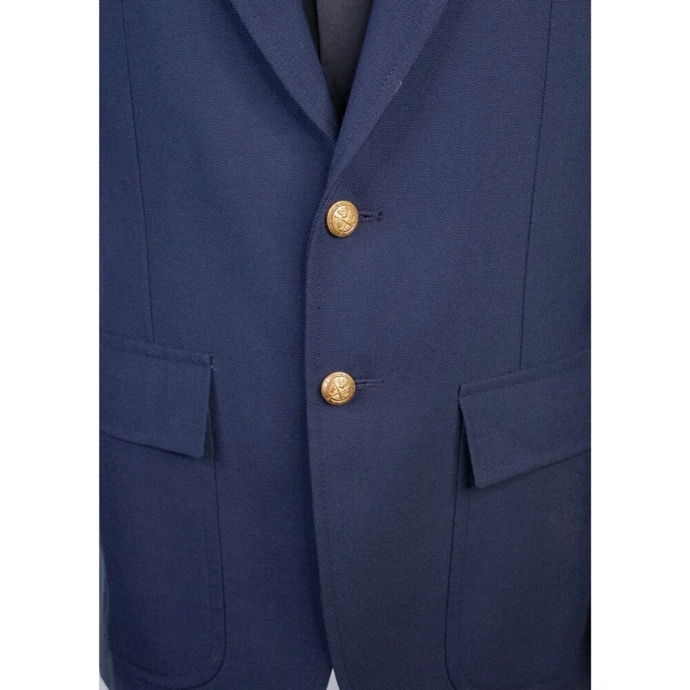 VTG Gant Blazer Sport Coat Sz 38R Navy Blue Gold 2-Buttons Jacket
